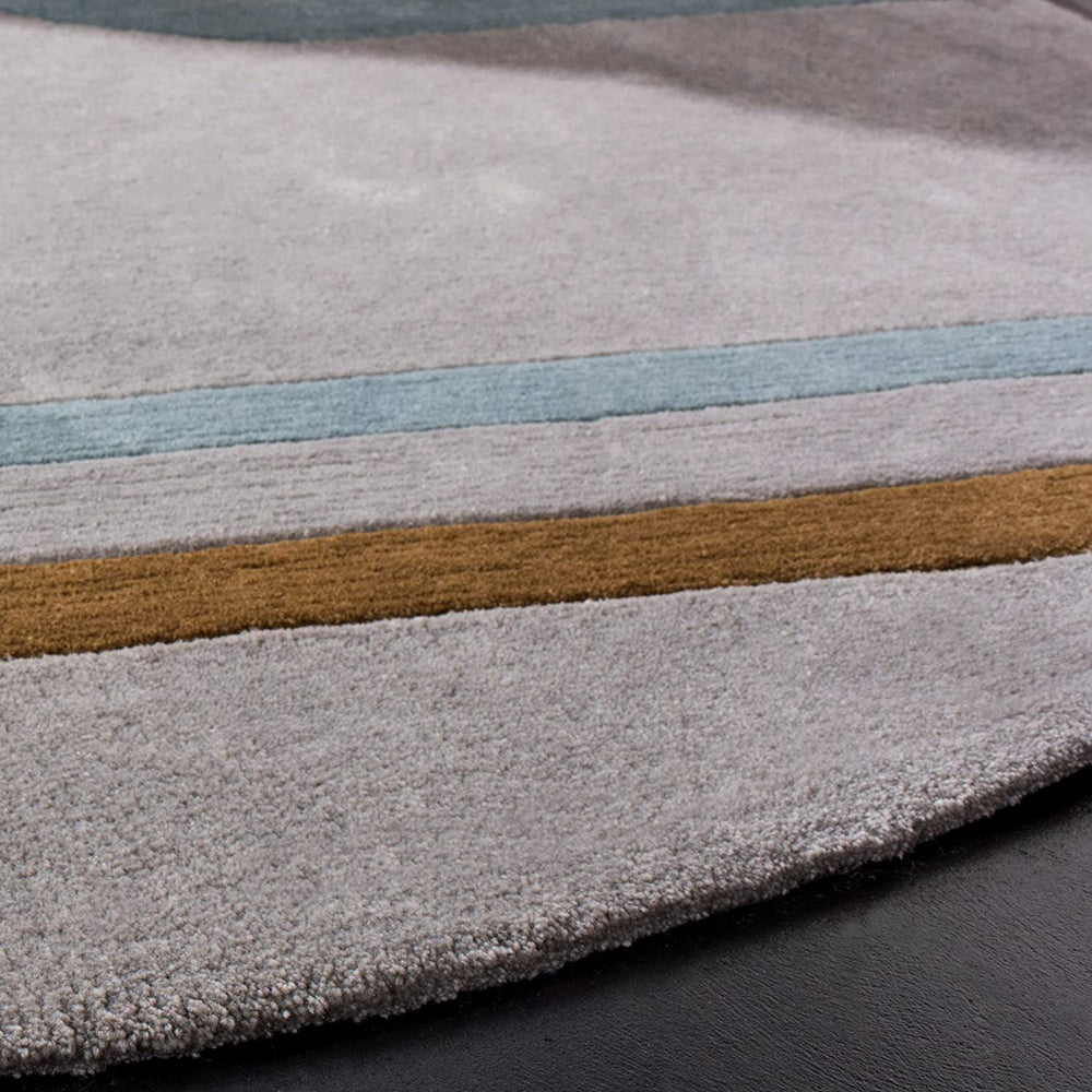 Retro Modern Geometric Area Rug – Soft Hand-Tufted Carpet with Interlocking Lines for Mid-Century Living Room & Office Decor