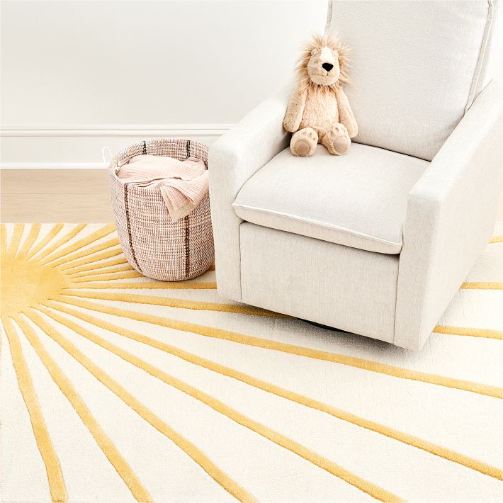 Sunburst Hand-Tufted Rug | Modern Yellow & White Abstract Area Carpet | Bold Geometric Accent Rug for Living Room, Bedroom & Office