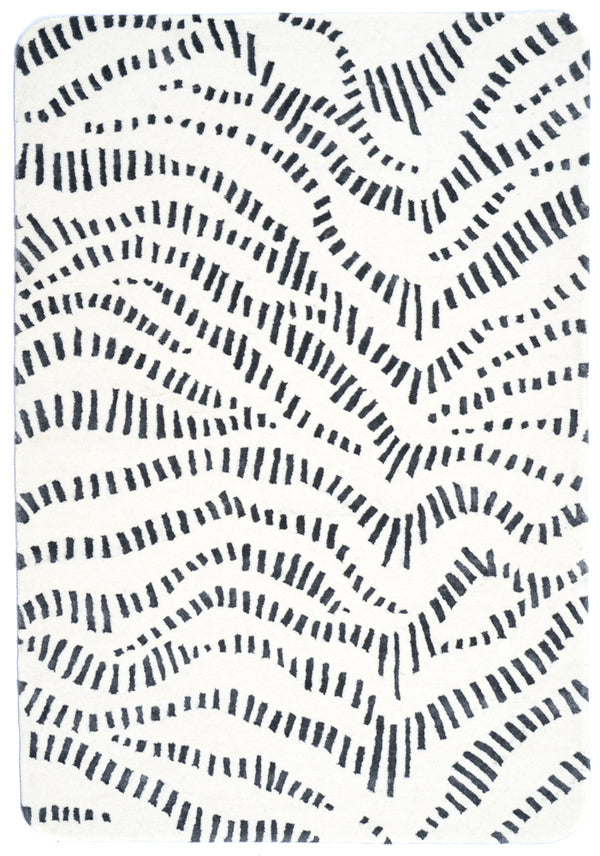 Hand Tufted Black & White Abstract Rug, Modern Minimalist Area Rug, Neutral Handmade Wool Rug, Contemporary Living Room Carpet, Scandinavian Decor Rug