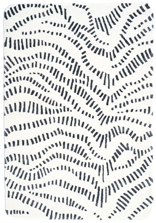 Hand Tufted Black & White Abstract Rug, Modern Minimalist Area Rug, Neutral Handmade Wool Rug, Contemporary Living Room Carpet, Scandinavian Decor Rug